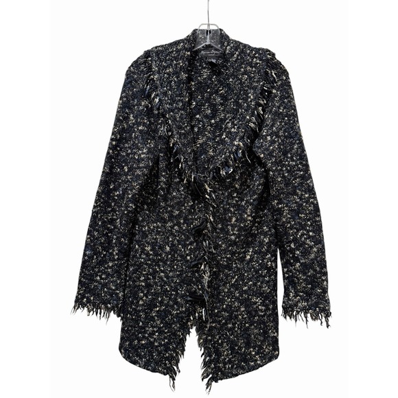 mercer & madison Sweaters - Mercer And Madison XL black Heathered Fringe Cardigan C